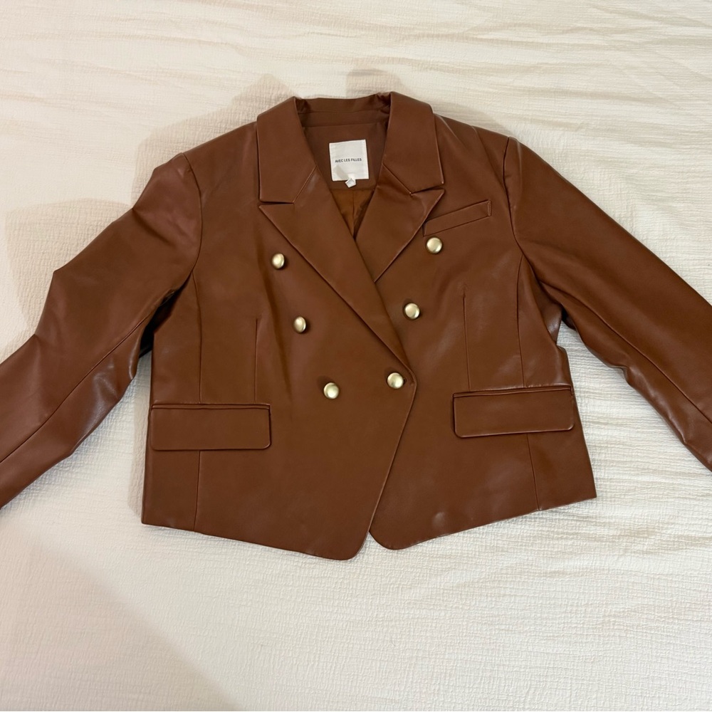 Avec Les Filles Chestnut Double-Breasted Blazer